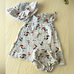 Dress with hat and bloomer, mud pie, toddler